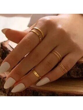 Gold 10pc Minimalistic Midi Ring Set | Stackable Fashion Rings